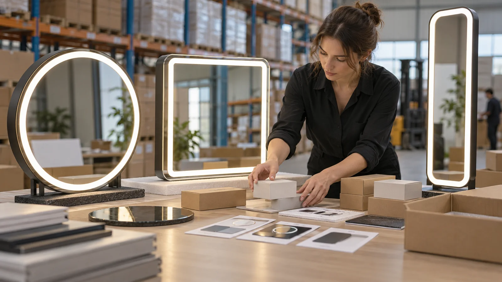 مقارنة موديلات مرايا LED وعبوات العينات لتخطيط الطلب