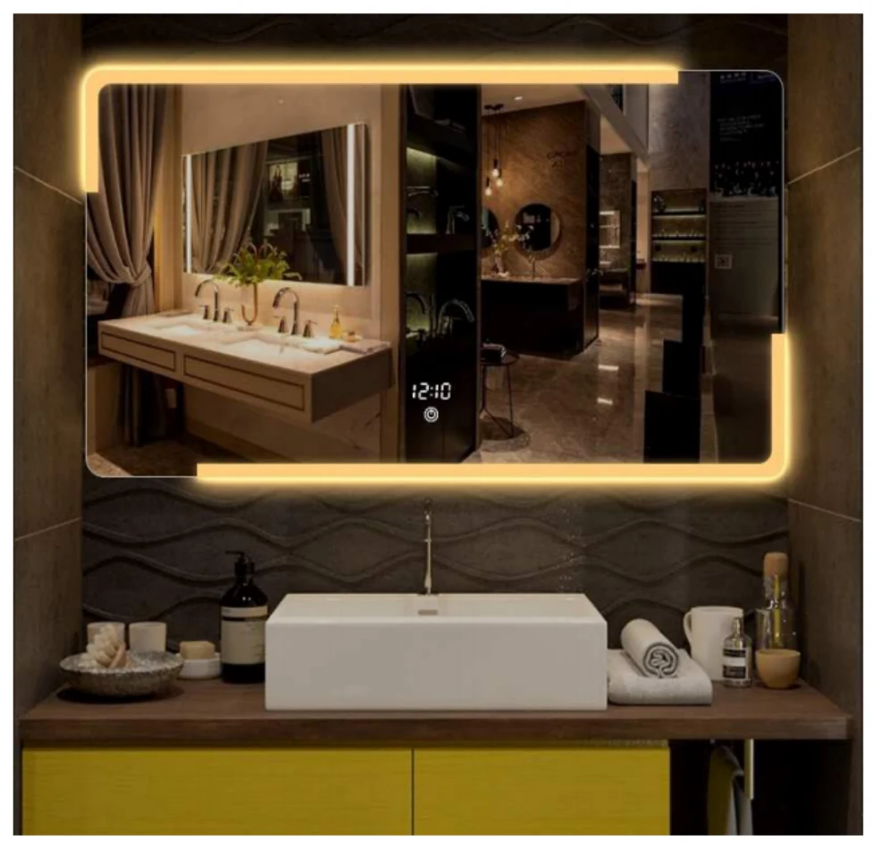 MK911 rectangular LED bathroom mirror with backlit design