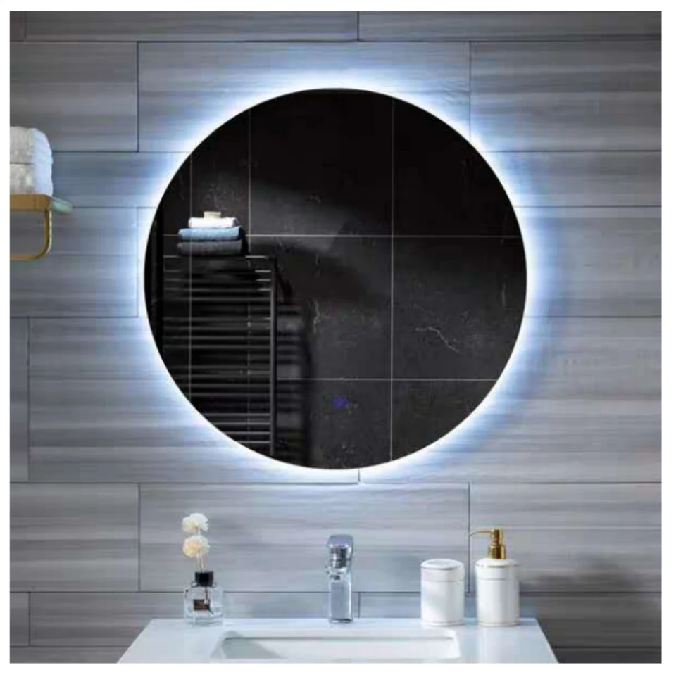 MK933 round LED bathroom mirror with backlit design