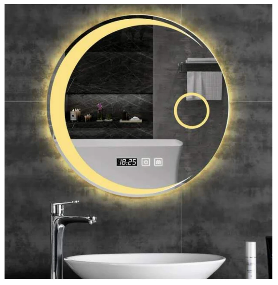 MK943 round LED bathroom mirror with backlit design