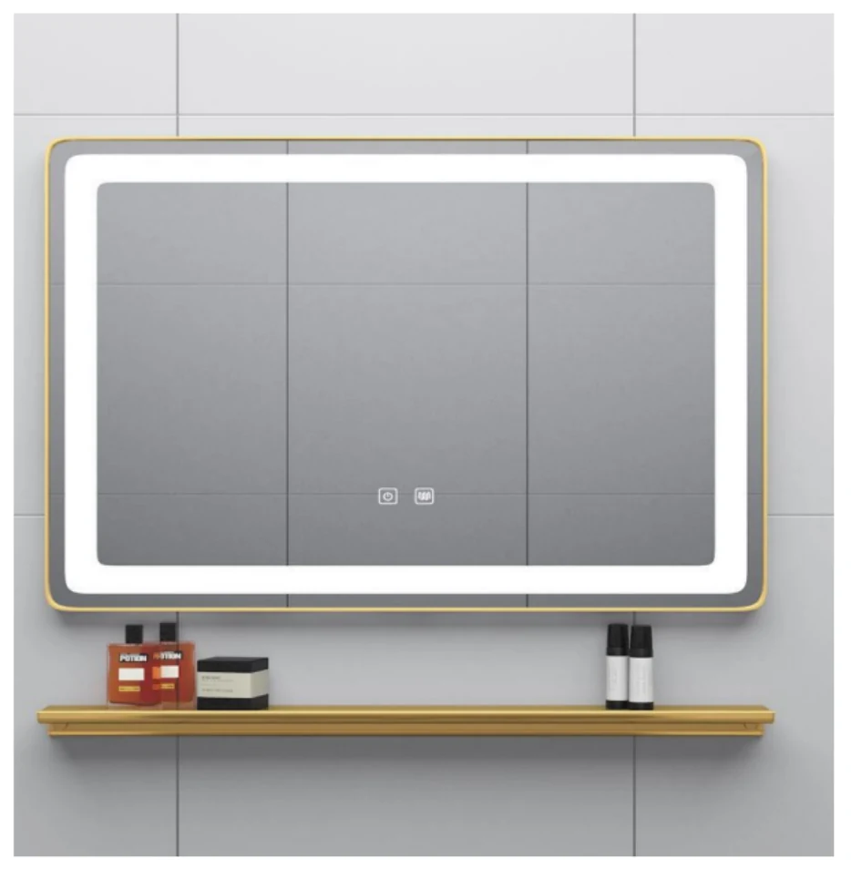 MK966 rectangular aluminum frame LED bathroom mirror with backlit design