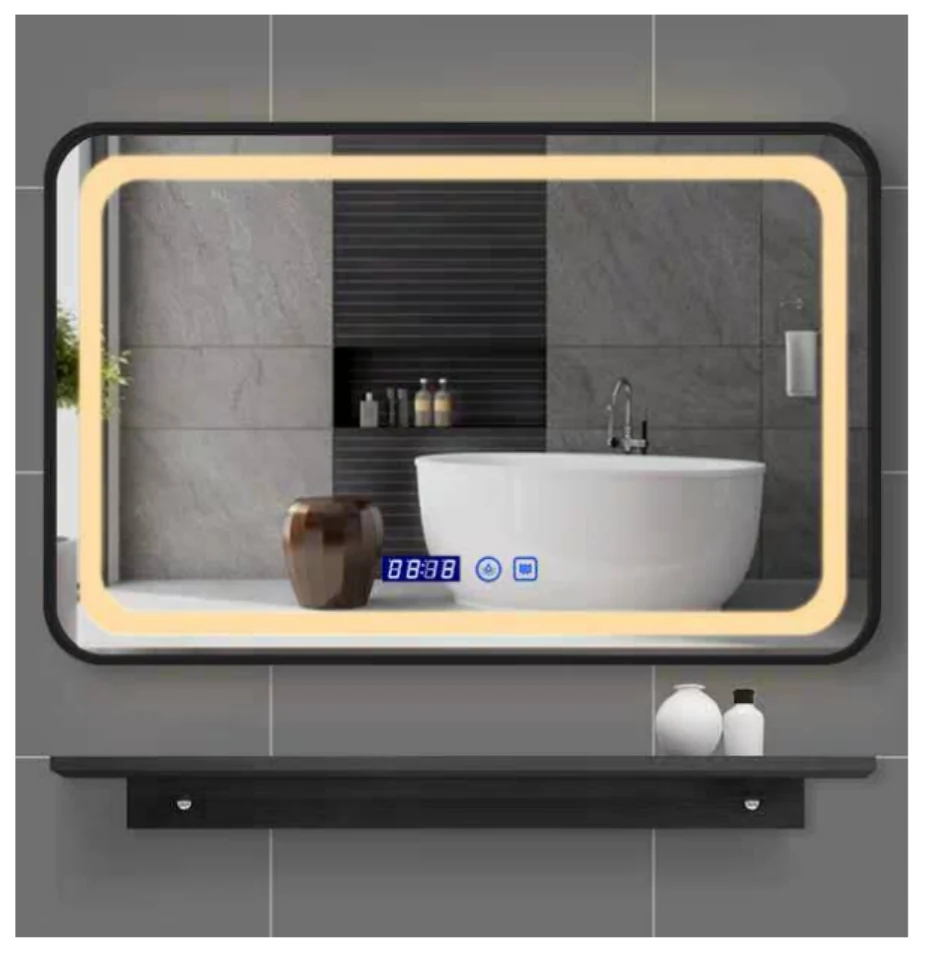 MK967 rectangular aluminum frame LED bathroom mirror with backlit design