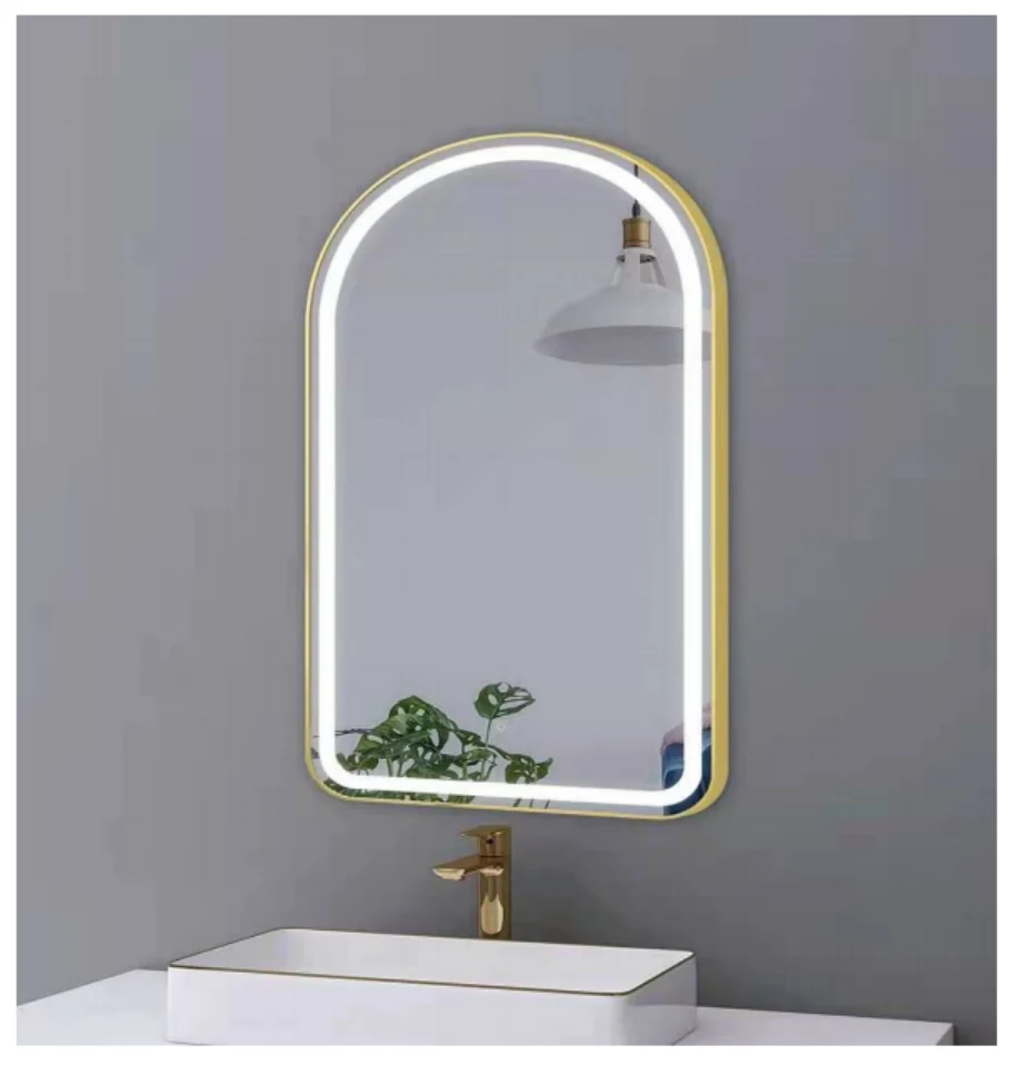 MK975 arch / irregular aluminum frame LED bathroom mirror with backlit design